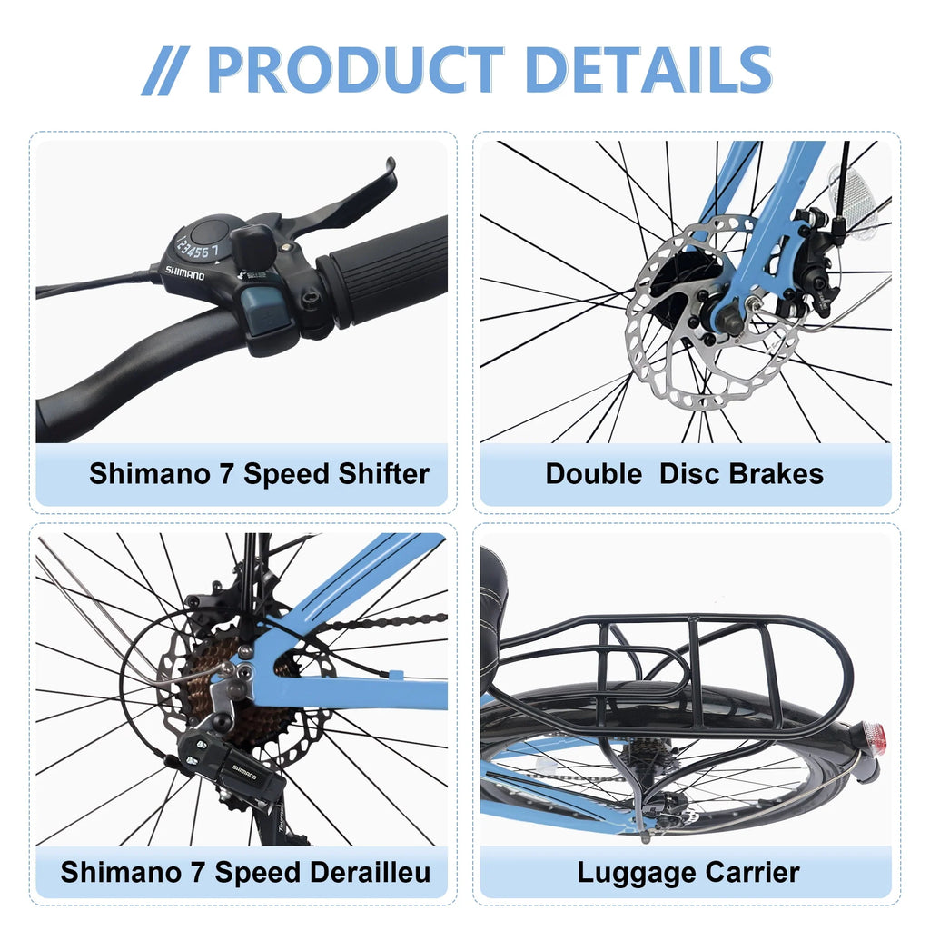 Blue 7 Speed Aluminum Folding Bike L88536