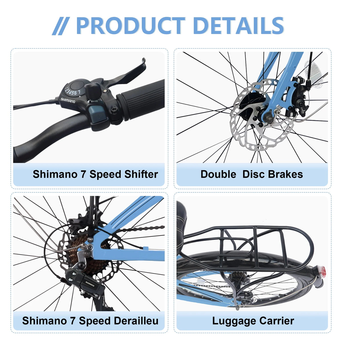 Blue 7 Speed Aluminum Folding Bike L88536