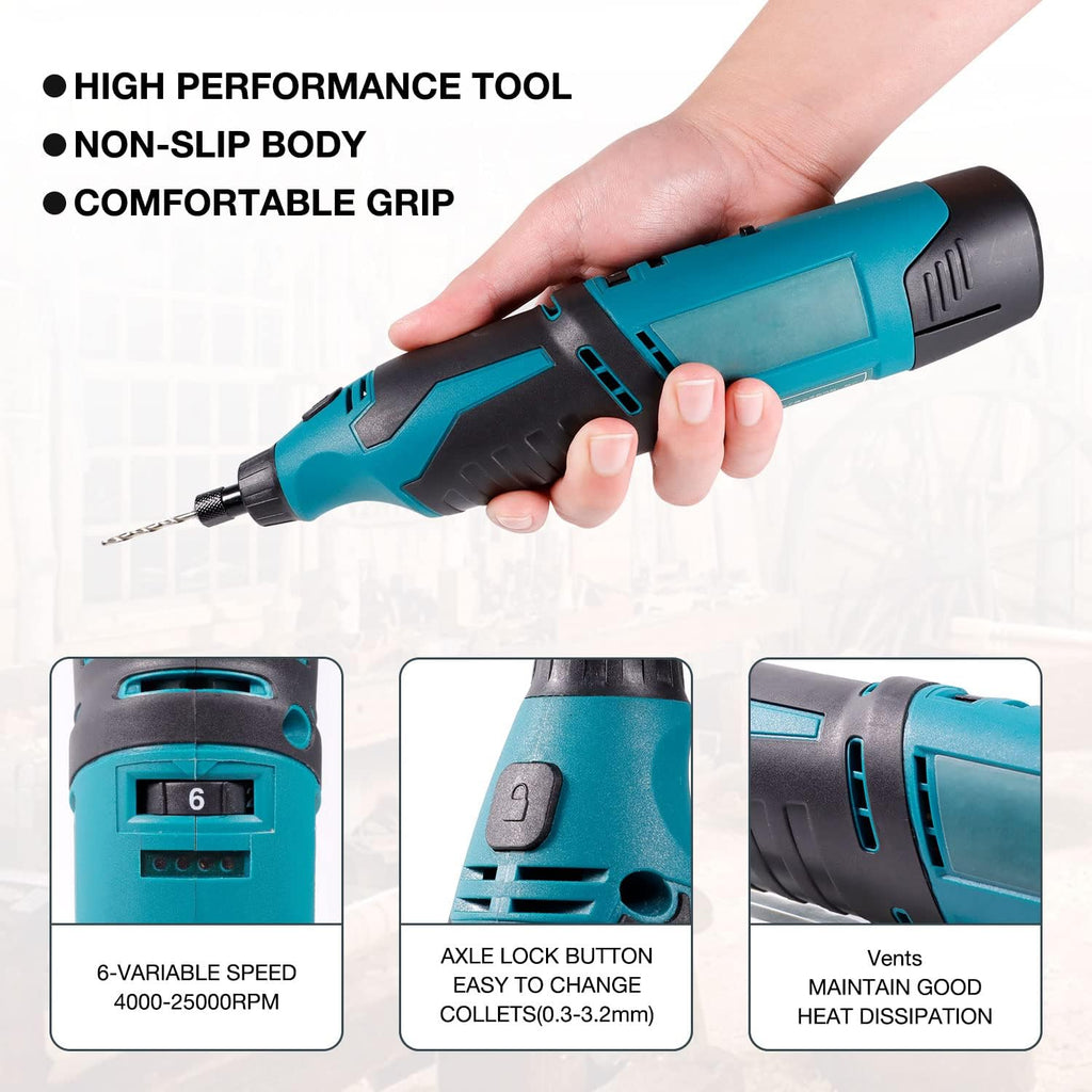 Cordless Rotary Tool 93 Accessories Variable Speed Electric Drill Set 12-Volt Multi-Purpose Power Rotary Tool Kit Pack of 2 B463008