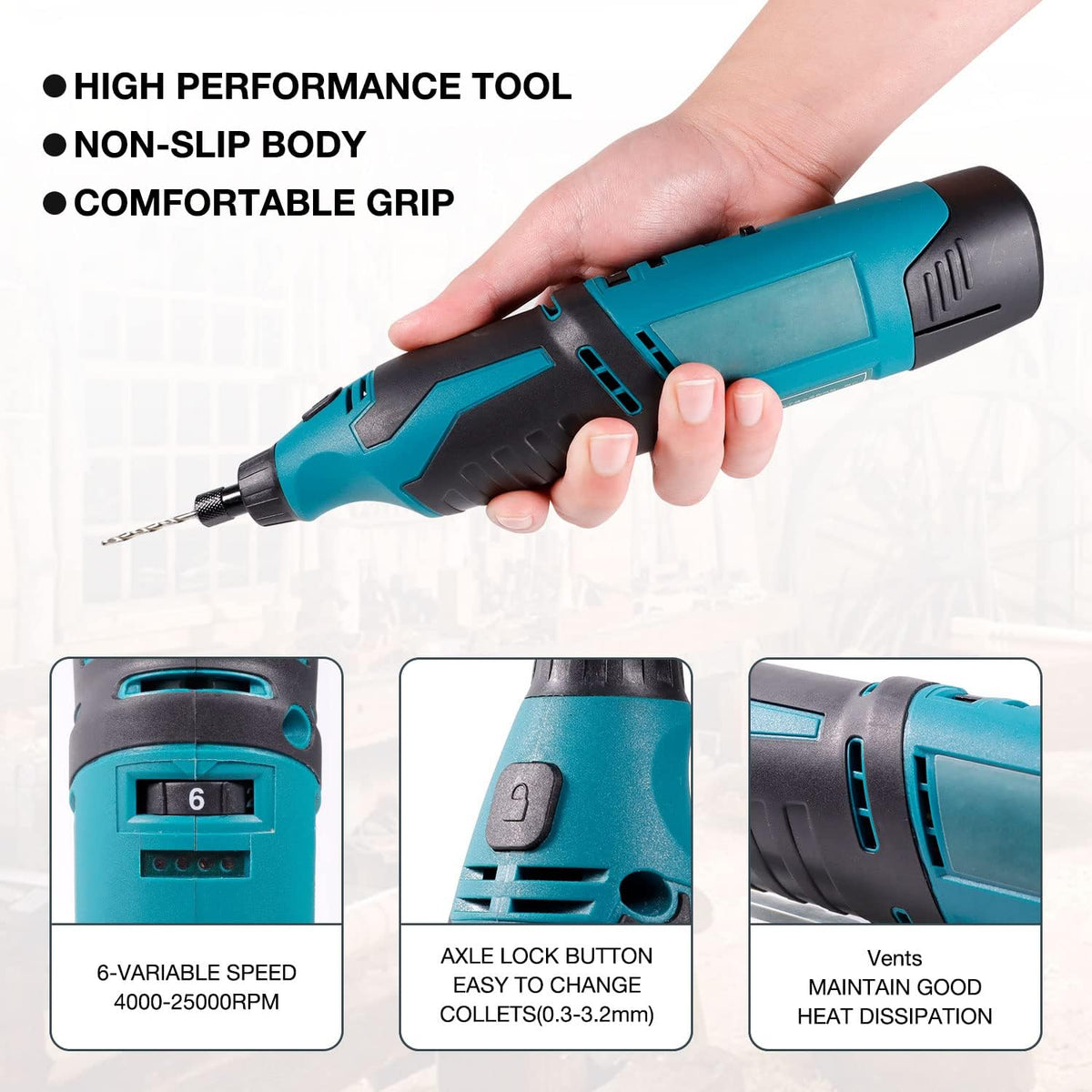 Cordless Rotary Tool 93 Accessories Variable Speed Electric Drill Set 12-Volt Multi-Purpose Power Rotary Tool Kit Pack of 2 B463008
