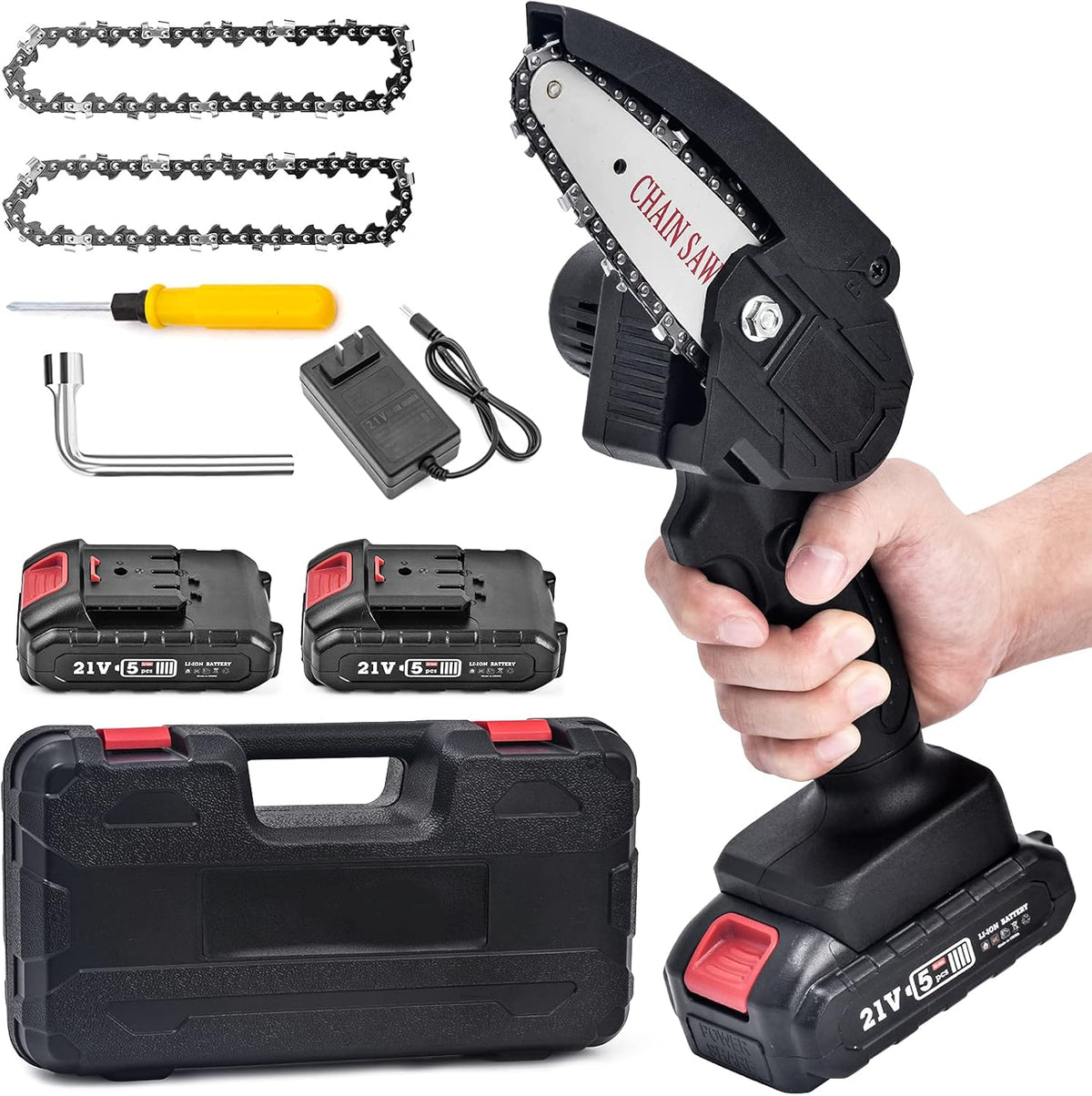 Cordless Electric Mini Chainsaw with 2 Batteries R476285