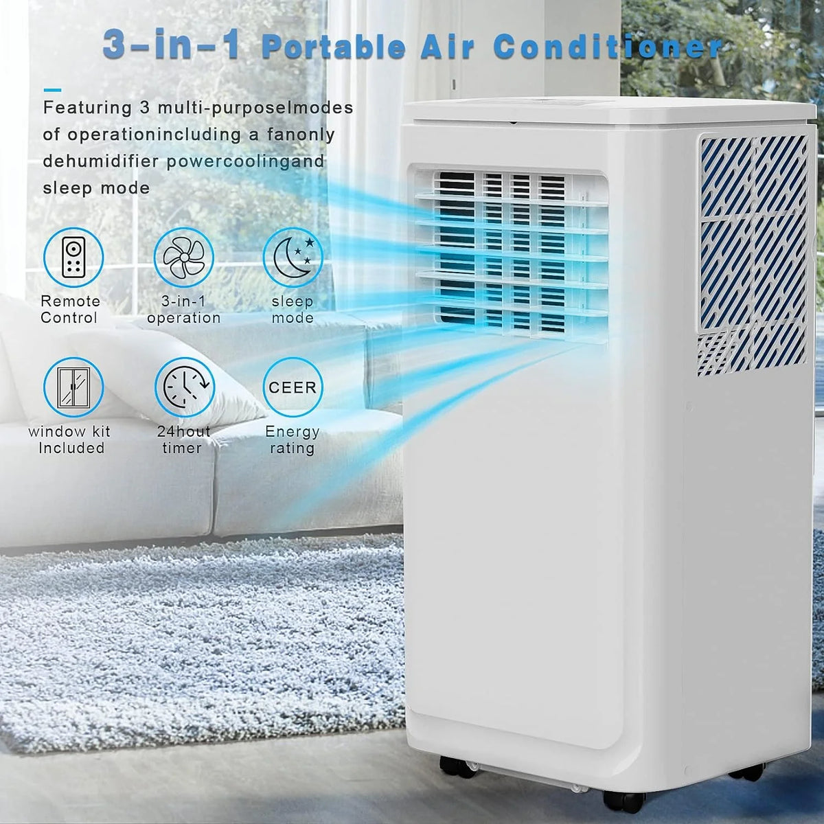 10000 BTU Portable Indoor Air Conditioner with Remote Control F33756