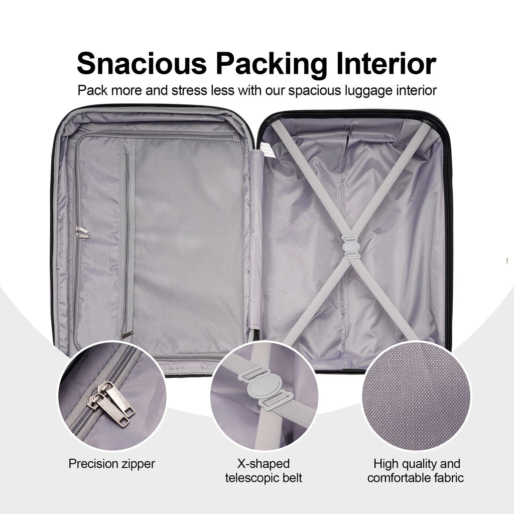 3 Piece Expandable Hard Side Luggage Set with Wheels Black X3891