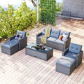 6Pcs All-Weather Wicker PE Rattan Patio Sectional Set with Coffee Table O517133
