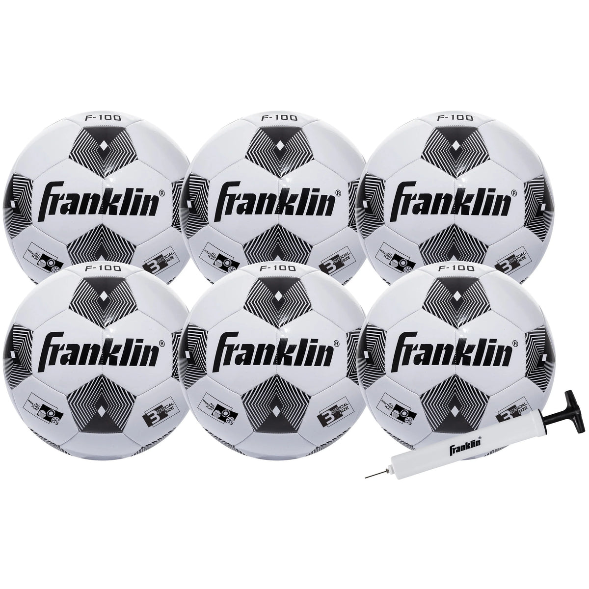 6-Pack Soccer Balls and Pump Q9690