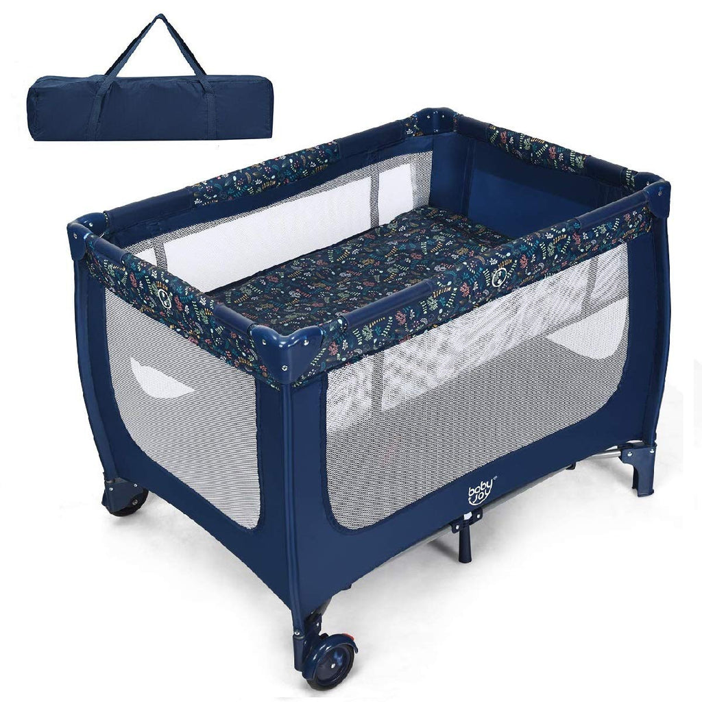 Foldable Baby Playard with Breathable Mattress and Carry Bag L303