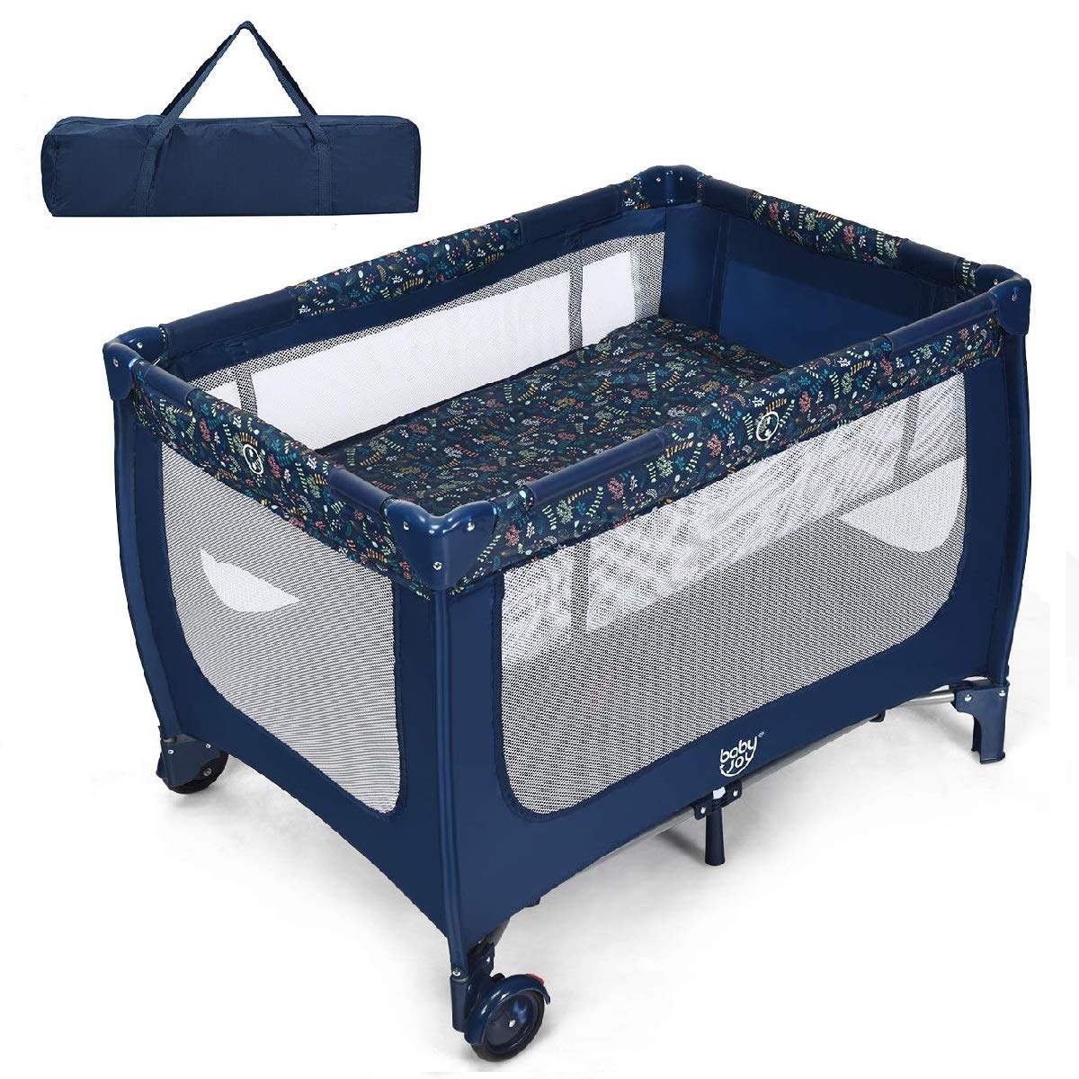 Foldable Baby Playard with Breathable Mattress and Carry Bag L303