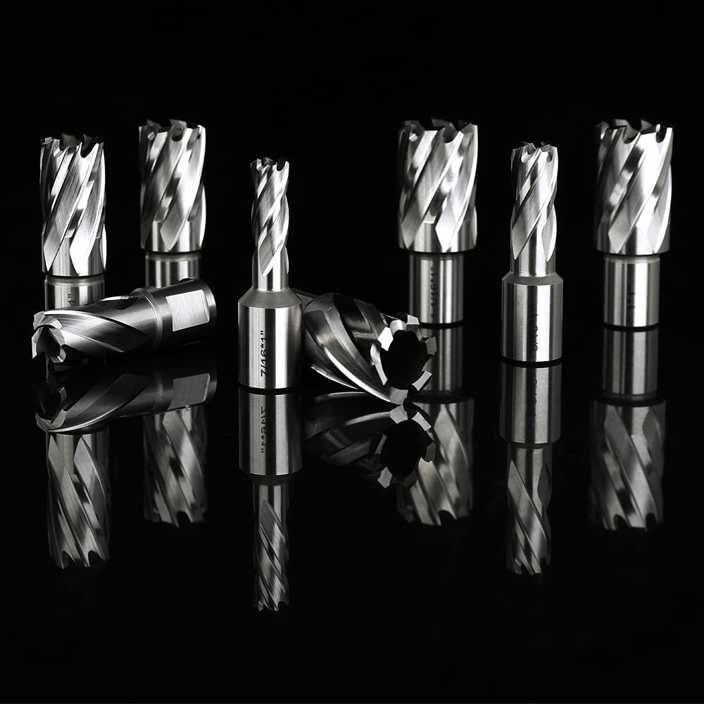 13pcs Annular Cutter Set, 1'' Cutting Depth, 3/4'' Weldon Shank, HSS Mag Drill Bits Kit with 2 pcs Pilot Pin S13461