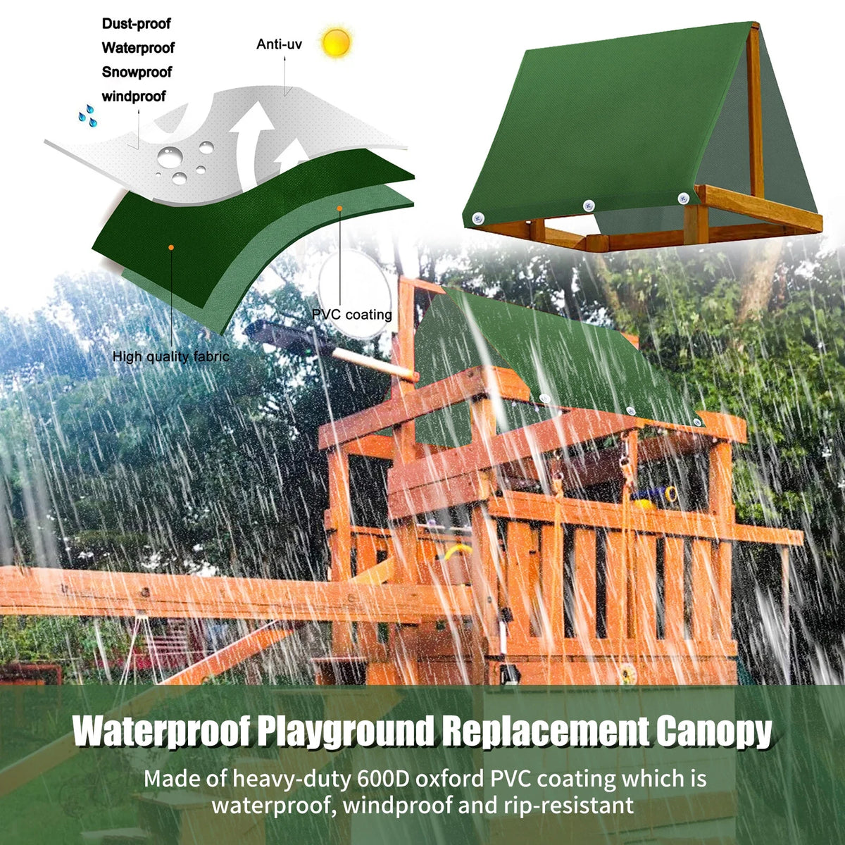 Waterproof Outdoor Playset Canopy 43 x 90 In I368062