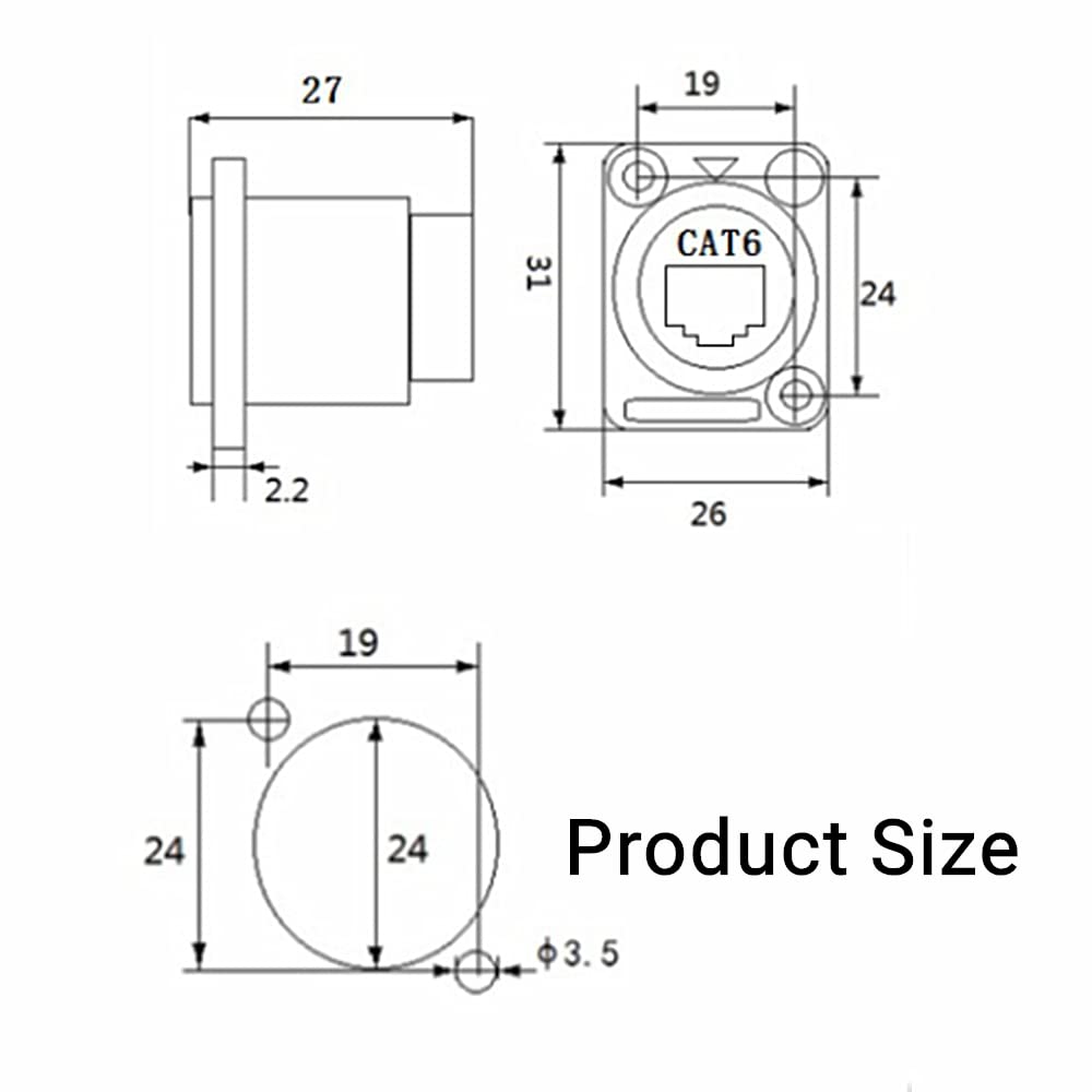 10 Pack Shielded RJ45 Panel Mount Ethernet Connector S829579