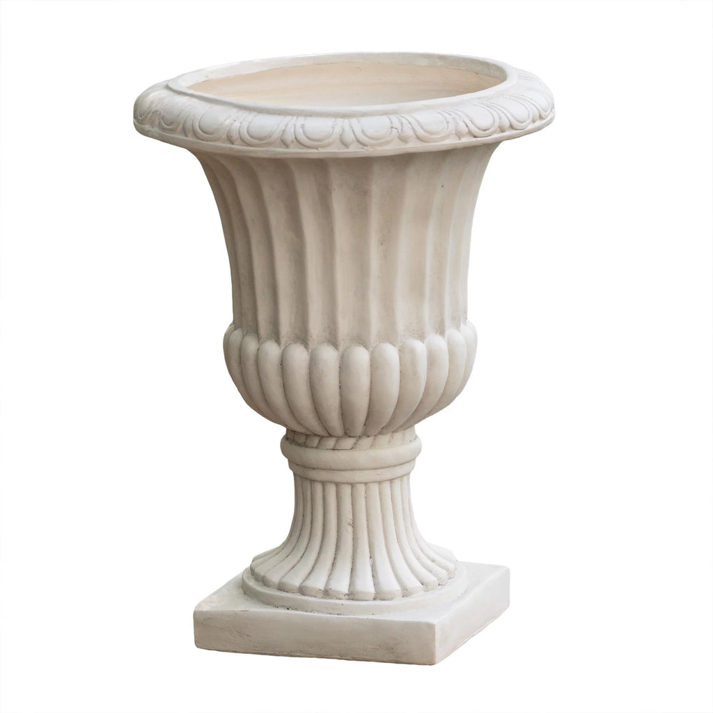 Antique White Concrete Urn Planter T14028