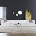 White 4 Piece Upholstered Fabric Sectional Sofa Set H64380