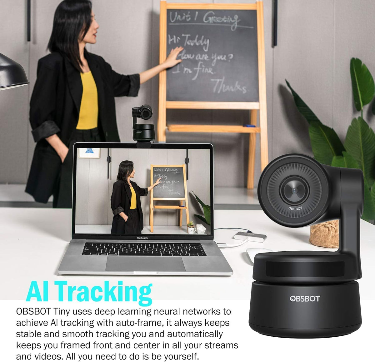PTZ Webcam with AI Framing and Autofocus, Full HD 1080p B812847