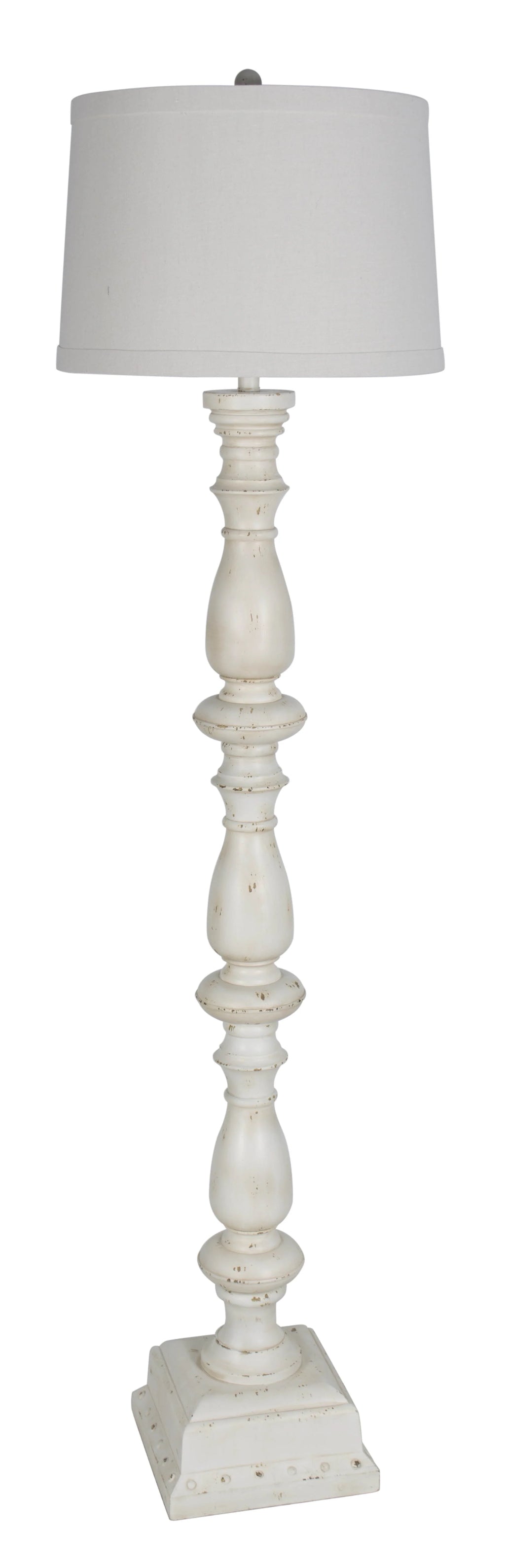 70 Distressed White Floor Lamp Polyresin Z600