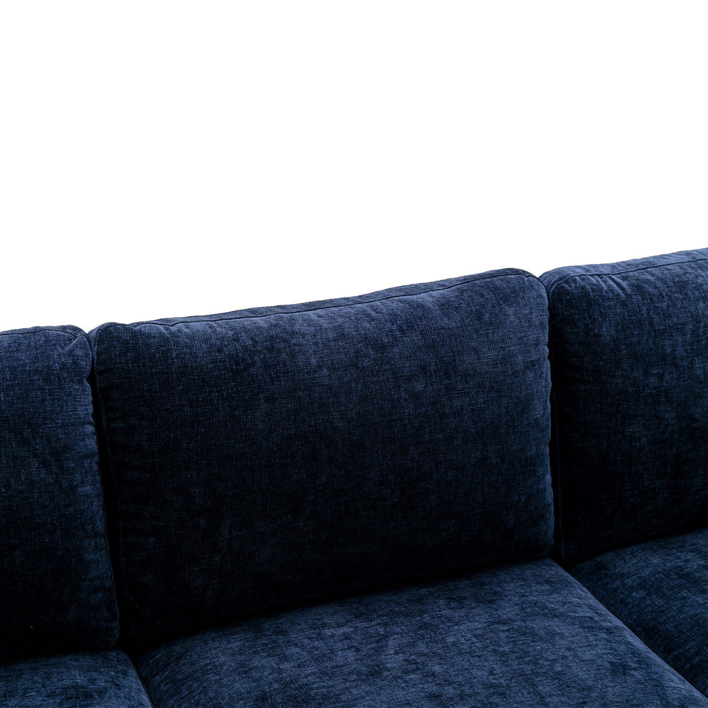 Navy Blue 4-piece U Shaped Fabric Sectional Sofa O53162