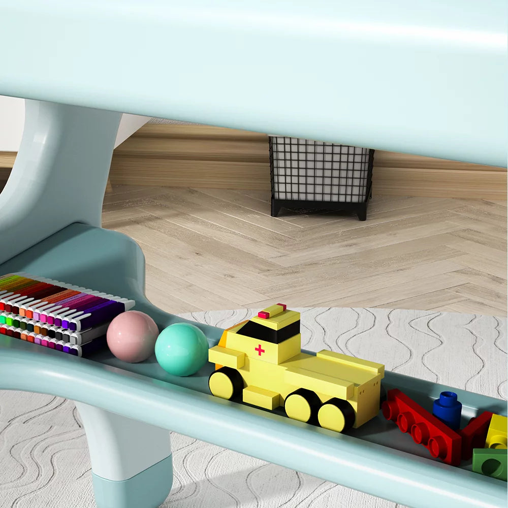 Kids Learning Desk and 2 Chairs Set Blue U950745