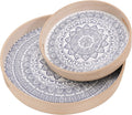 Set of 2 Round Wooden Serving Trays with Handles R133