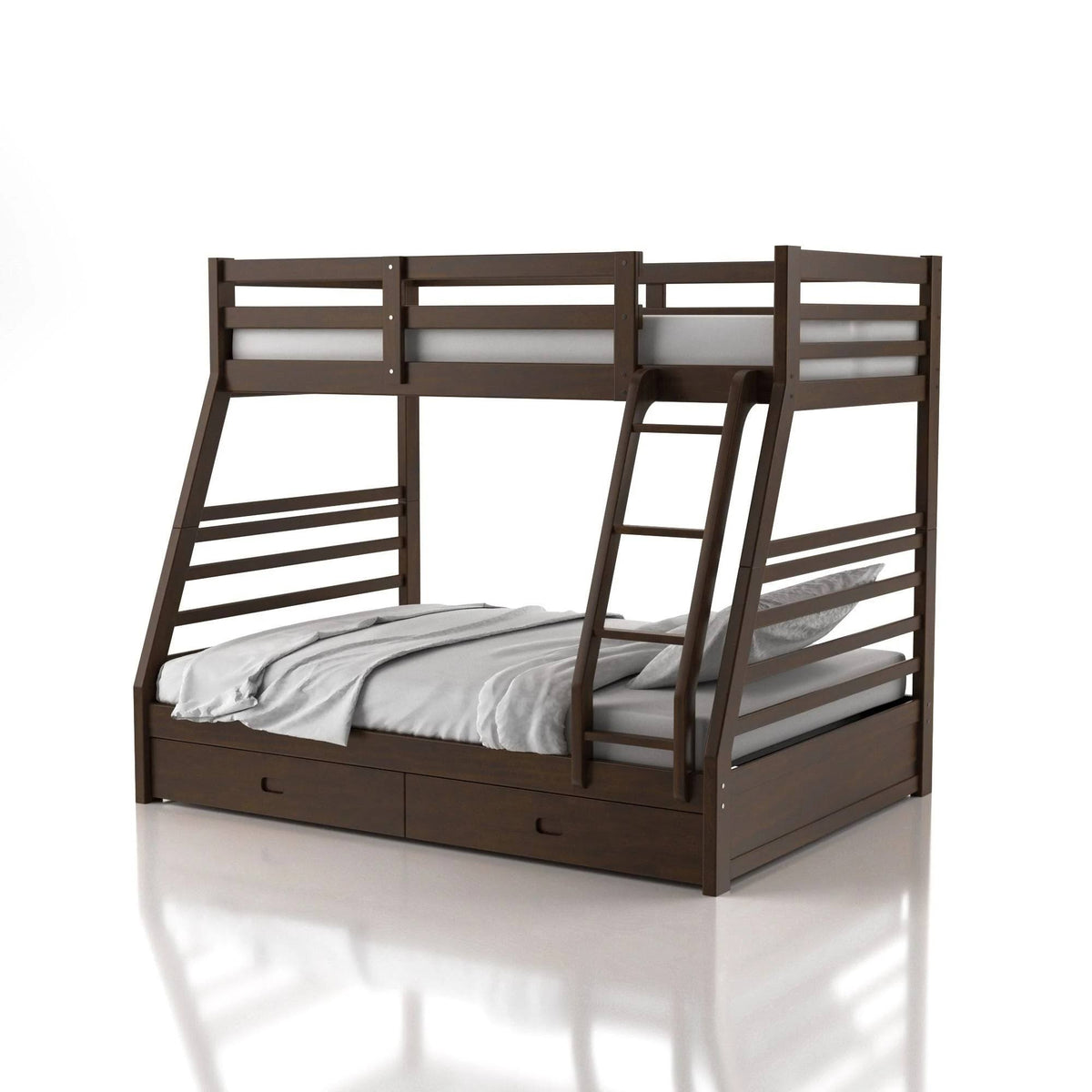 Dark Walnut Solid Wood Bunk Bed Set Z135