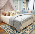 Sturdy Metal Bed Frame with Headboard and Footboard Full Grayish White O8922