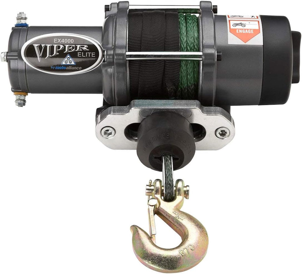 VIPER Elite ATV/UTV Winch 4500lb 40 feet BLACK Synthetic Rope and Wireless Remote X2407
