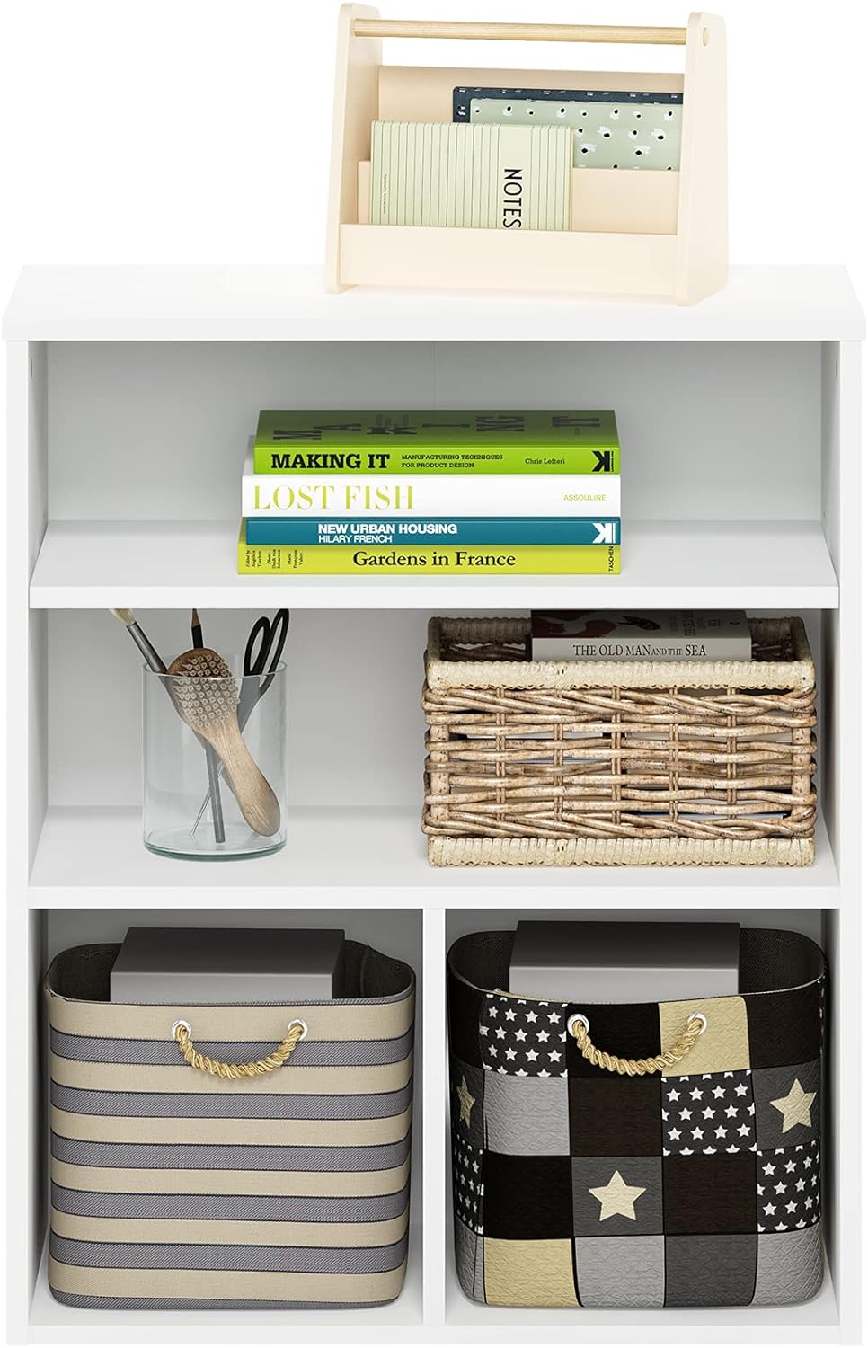 3 Tier White Bookcase S3330