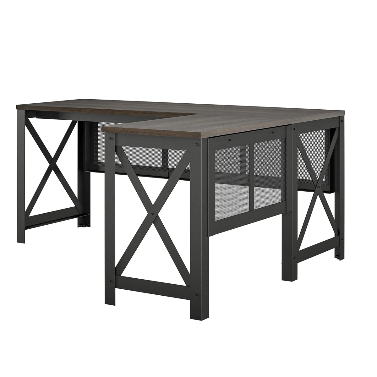 Walnut Lift Top L Desk S8773