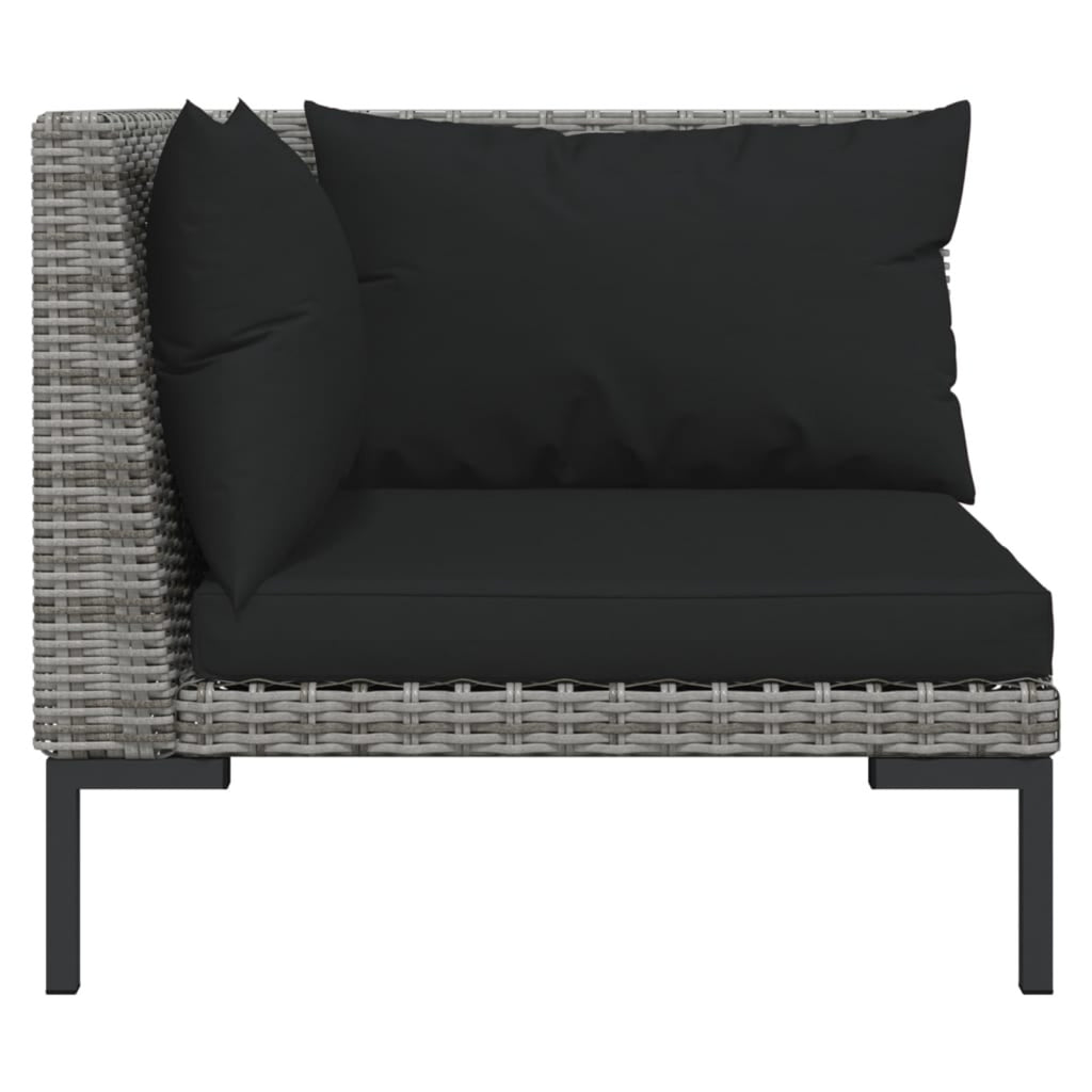 10 Piece Patio Set with Cushions Poly Rattan Dark Gray P741949