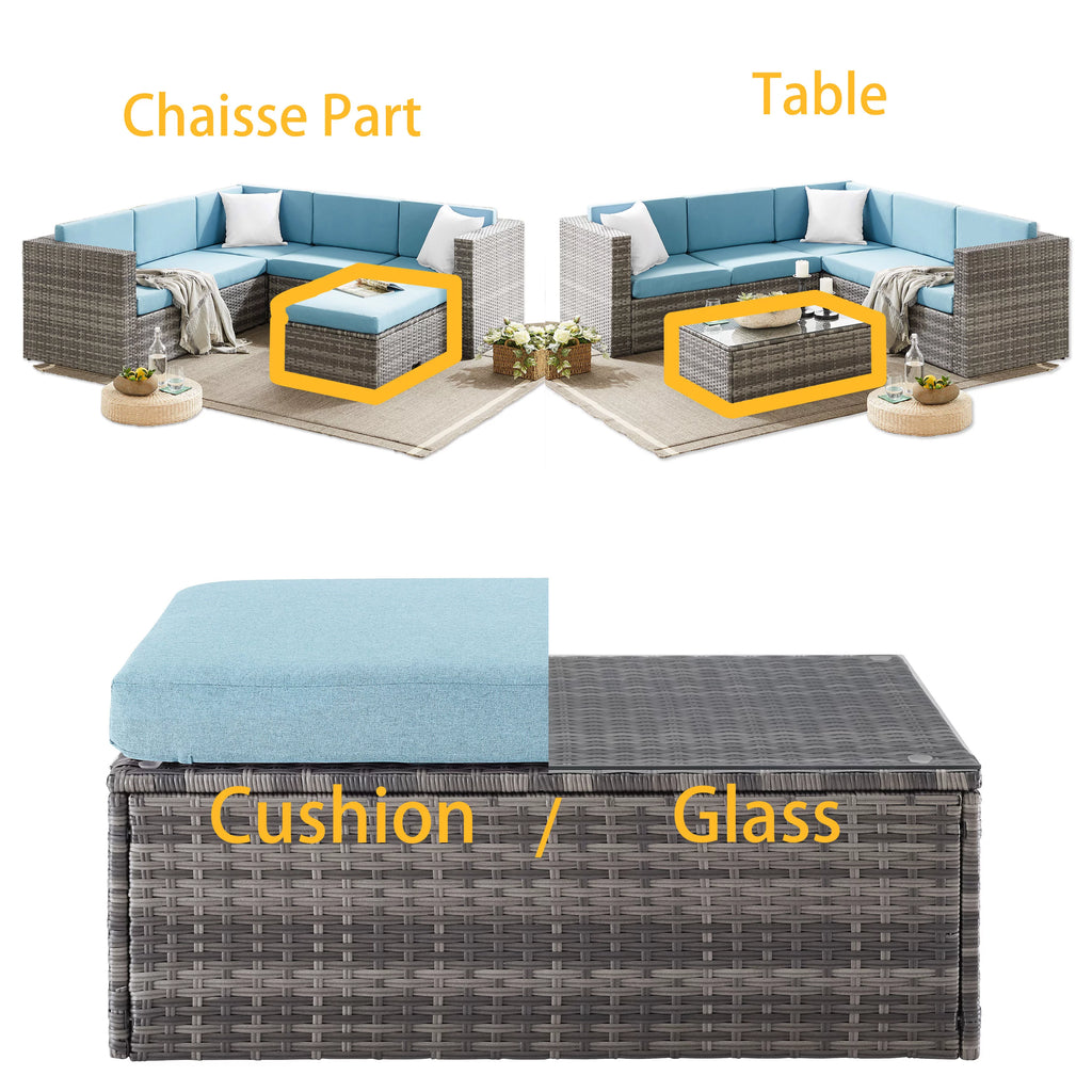 5 Pieces Rattan Wicker Outdoor Furniture Set with Glass Table U365