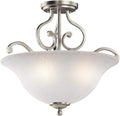18 3 Light Semi Flush with White Scavo Glass Brushed Nickel C390