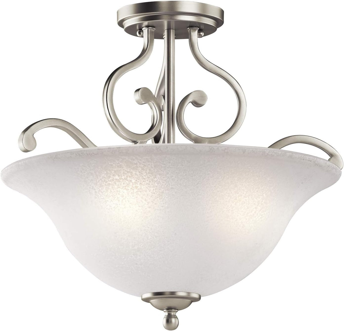 18 3 Light Semi Flush with White Scavo Glass Brushed Nickel C390