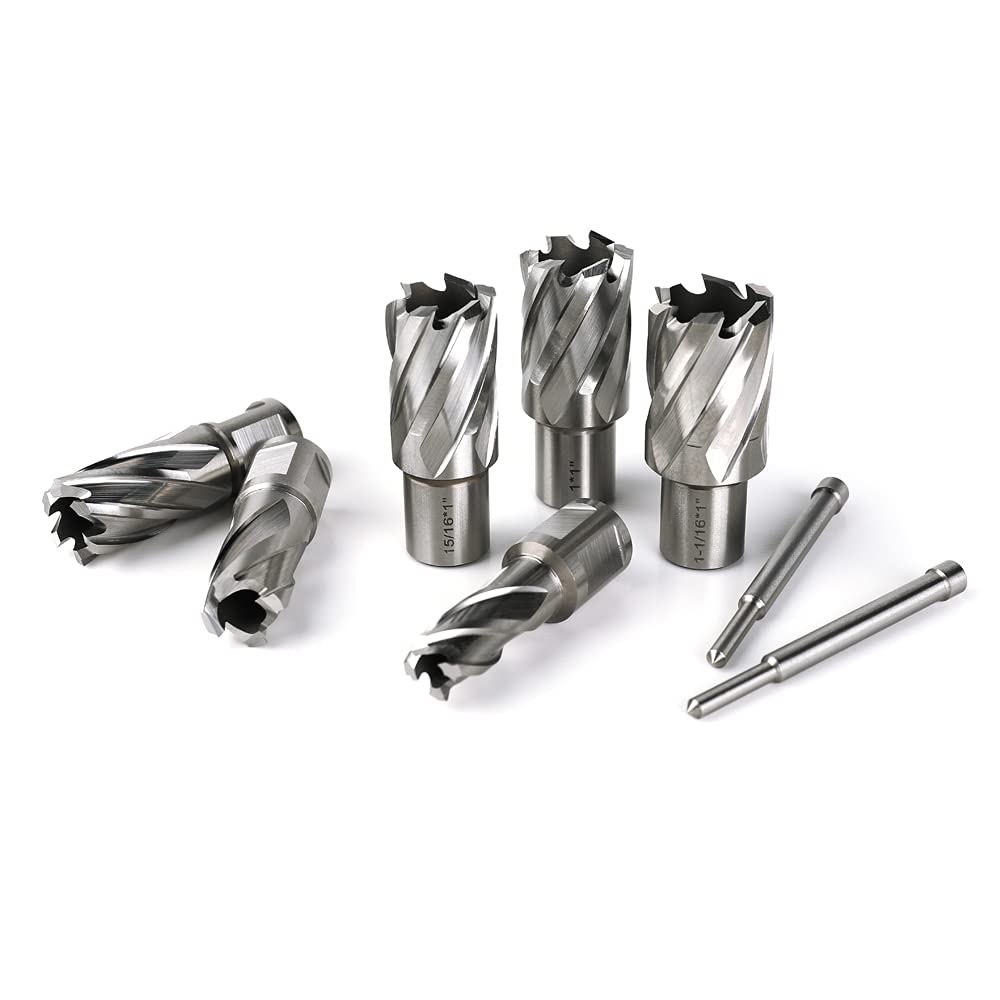 13pcs Annular Cutter Set, 1'' Cutting Depth, 3/4'' Weldon Shank, HSS Mag Drill Bits Kit with 2 pcs Pilot Pin S13461