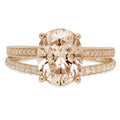 Champagne Simulated Diamond Oval Cut Ring 18k Yellow Gold Size 8 L5006
