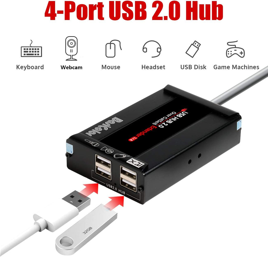 USB Extender 262ft 80m Kit with 4 USB 2.0 Hub D3691