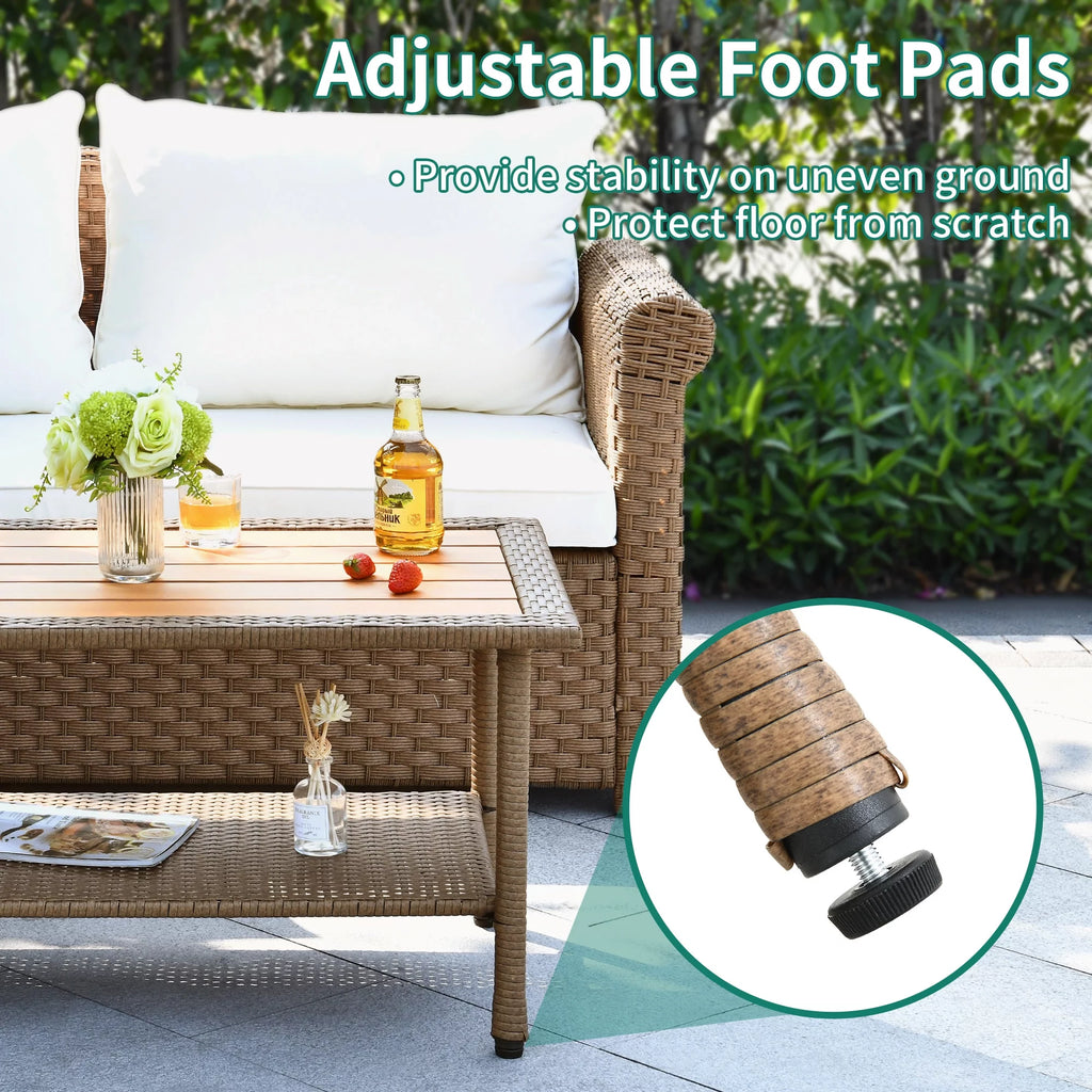 Outdoor Wicker Coffee Table with Storage O7892