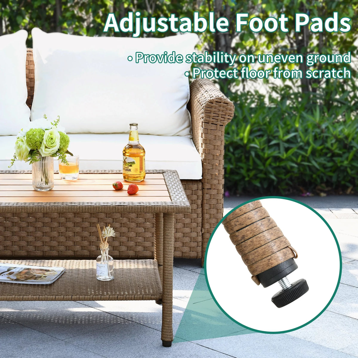 Outdoor Wicker Coffee Table with Storage O7892