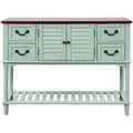 Antique Blue Wood Console Table with Shutter Doors and 4 Drawers S5978