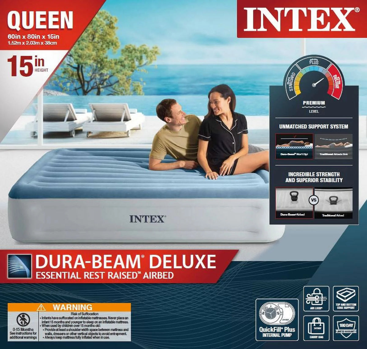 Queen Airbed with Internal Pump R623