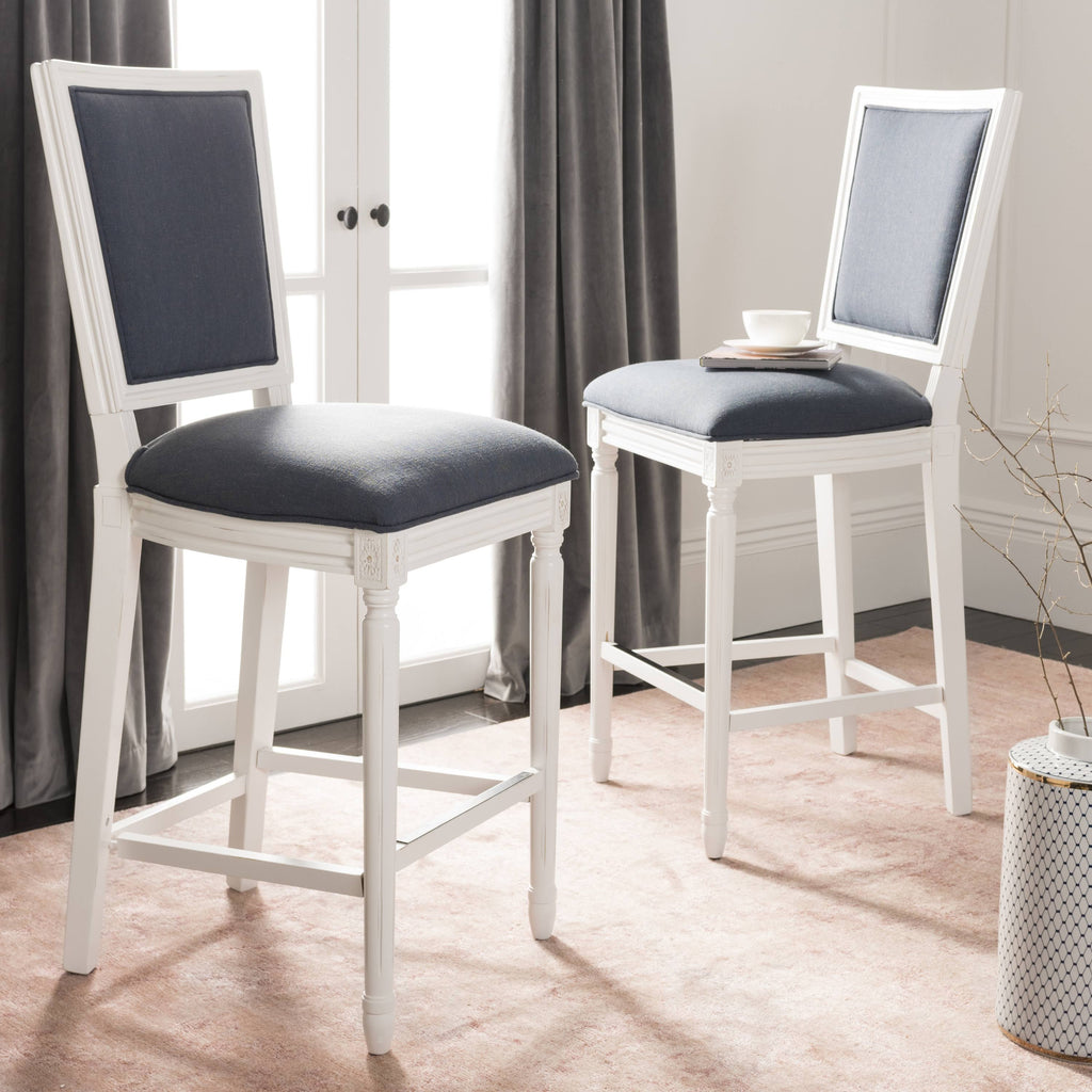 Navy/Cream Rectangle Bar Stool (Set of 2) K2492