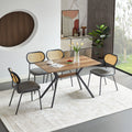 Light Gray Set of 4 Upholstered Dining Chairs with Black Metal Legs T961