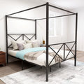Queen Black Metal Canopy Platform Bed Frame P222398