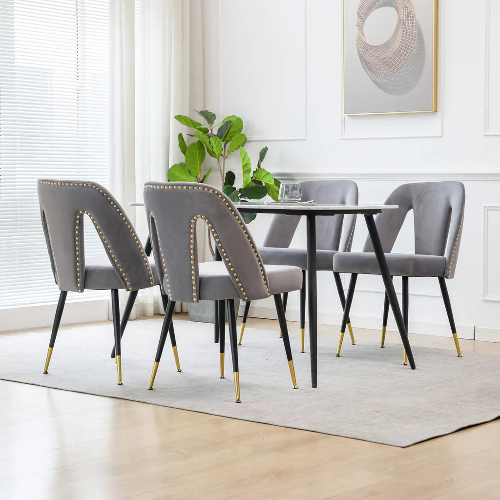 Velvet Upholstered Dining Chairs Set of 6 M3565