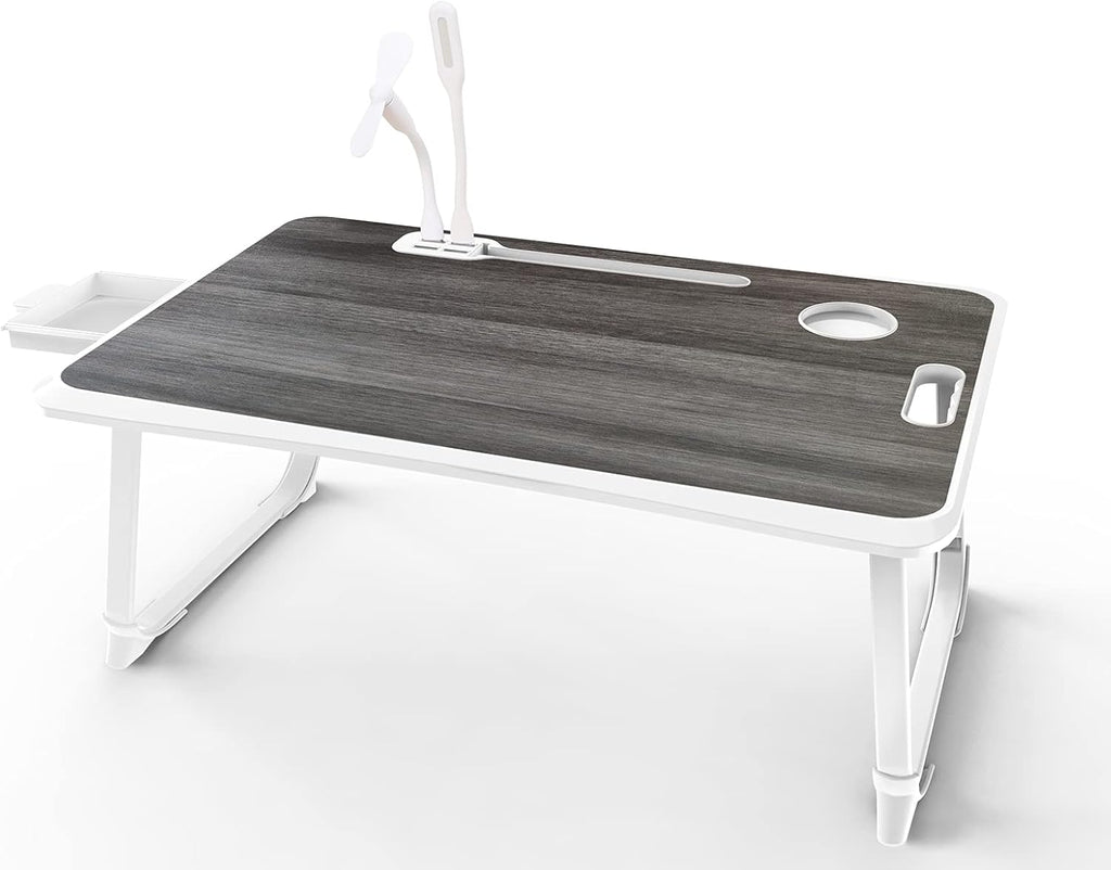 Gray Pack of 2 Laptop Bed Desk Tray with Foldable Legs Storage Drawer W245582