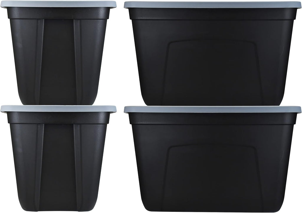 18-Gallon (72-Quart) Blue Plastic Storage Containers with Lids, Pack of 4 U26990