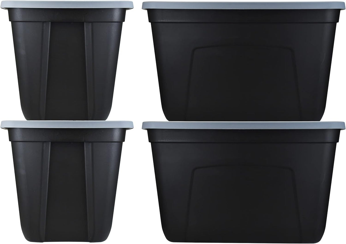 18-Gallon (72-Quart) Blue Plastic Storage Containers with Lids, Pack of 4 U26990