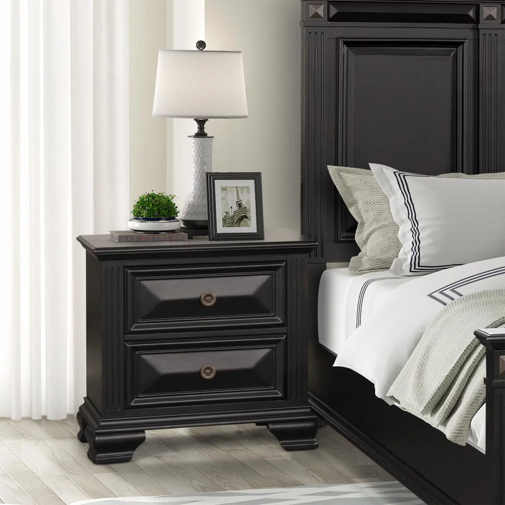 Vintage Black 2-Drawer Nightstand U7534