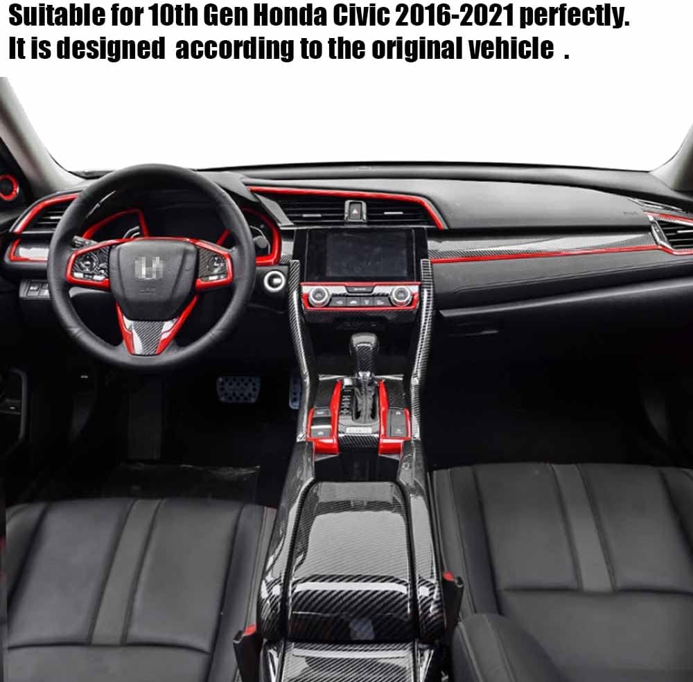 Carbon Fibre ABS Air Conditioning Outlet and Panel Instrument Panel for 10th Gen Honda Civic 2016 2017 2018 2019 2020 2021 W47035