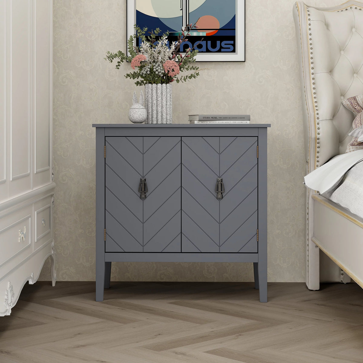 Gray Wood 2 Door Cabinet M5360