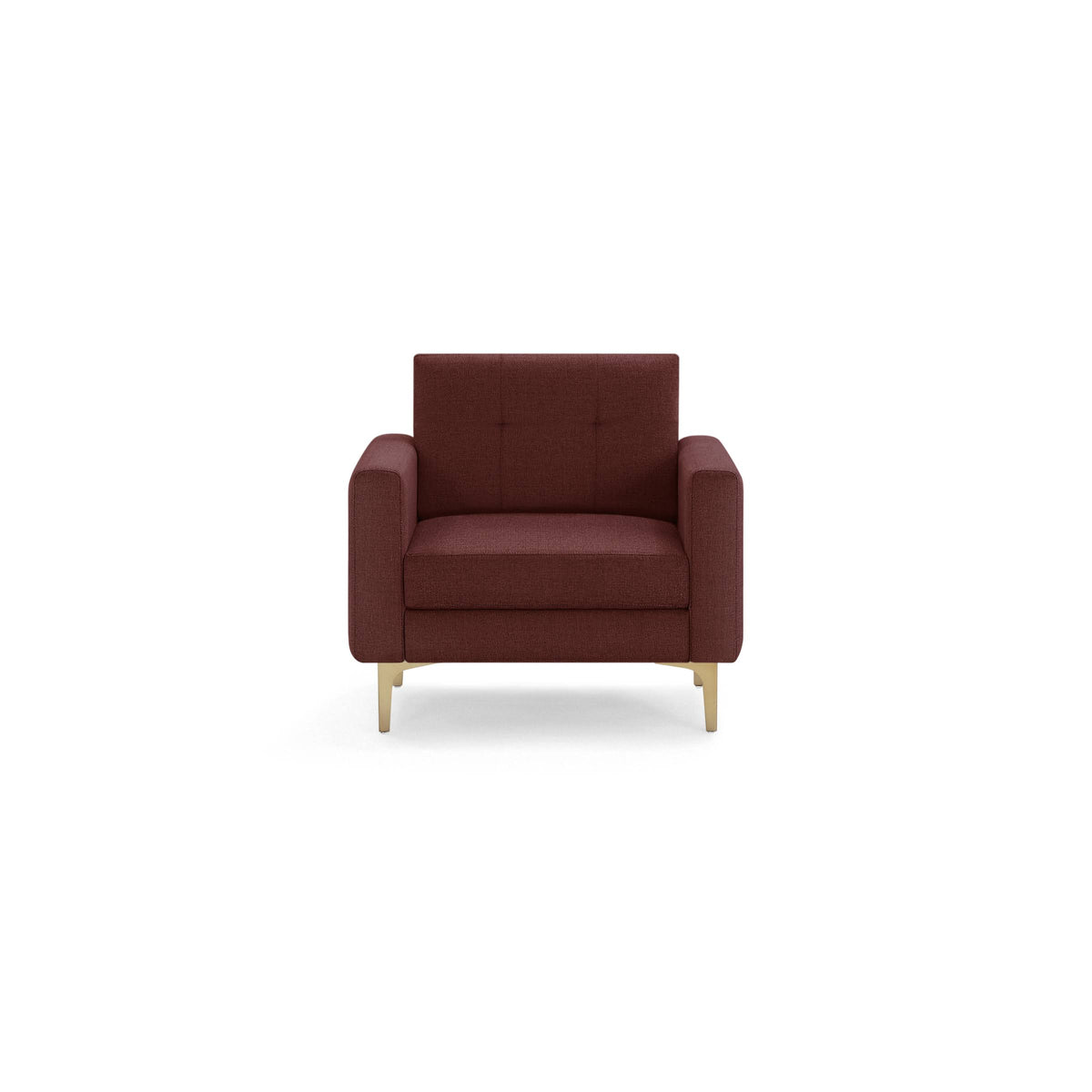 Brick Red Modular Armchair, 1 Seater, Brass Metal Legs B5235