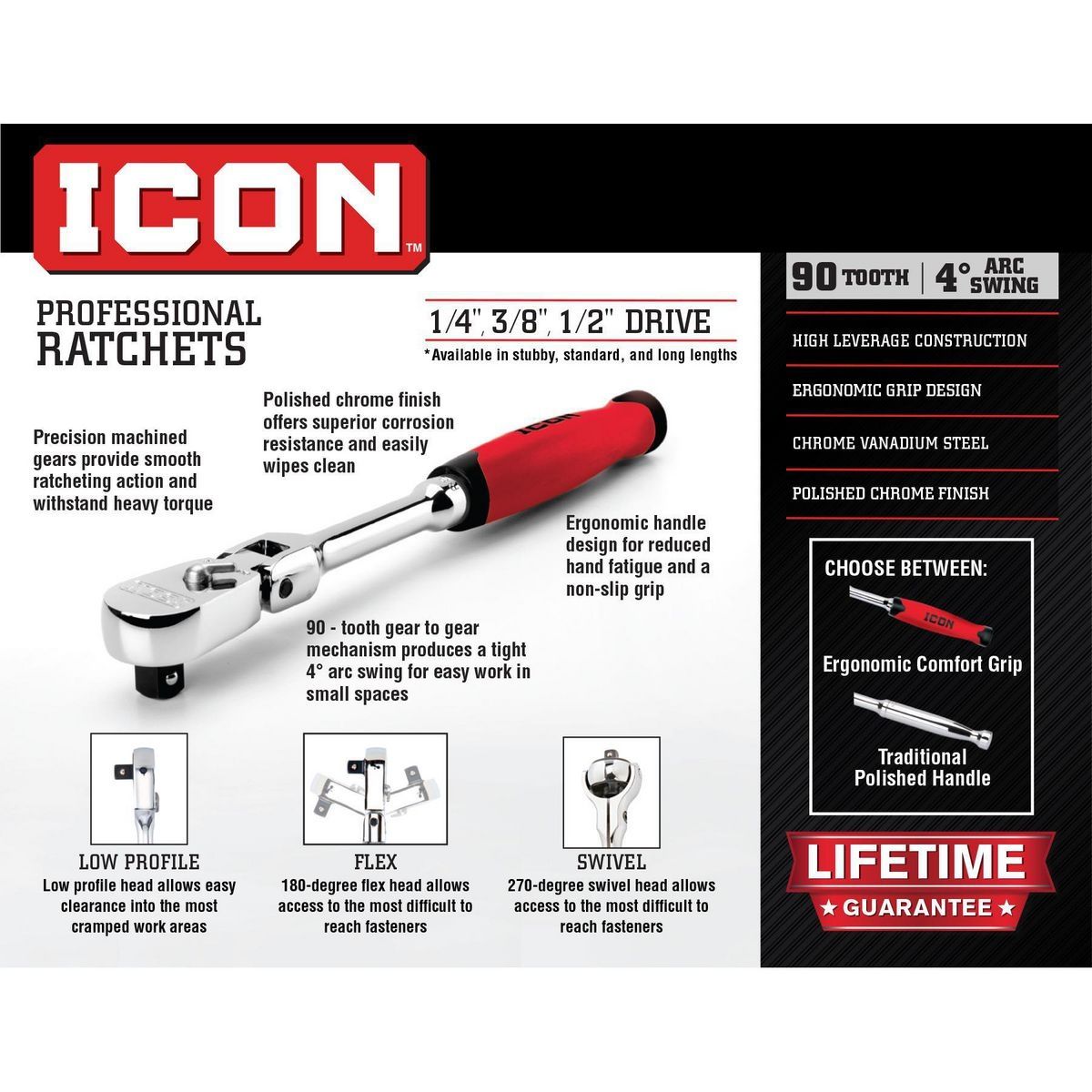 1/4 in. Drive Stubby Low-Profile Ratchet P71274