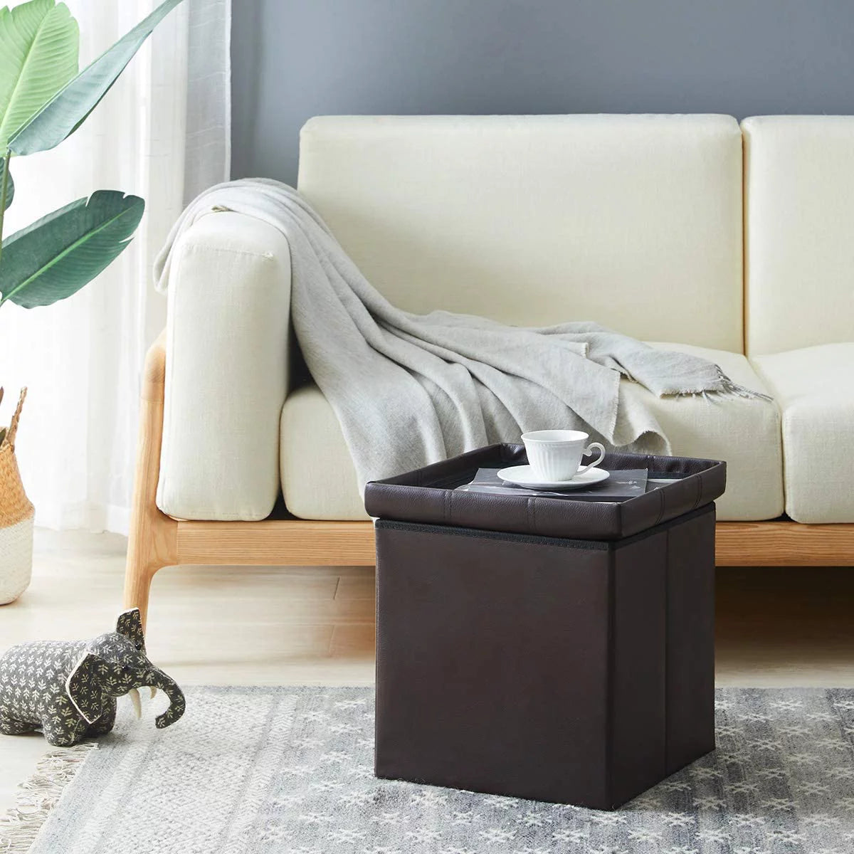 15 inches Folding Storage Ottoman Bench with 55L Storage Space R68322